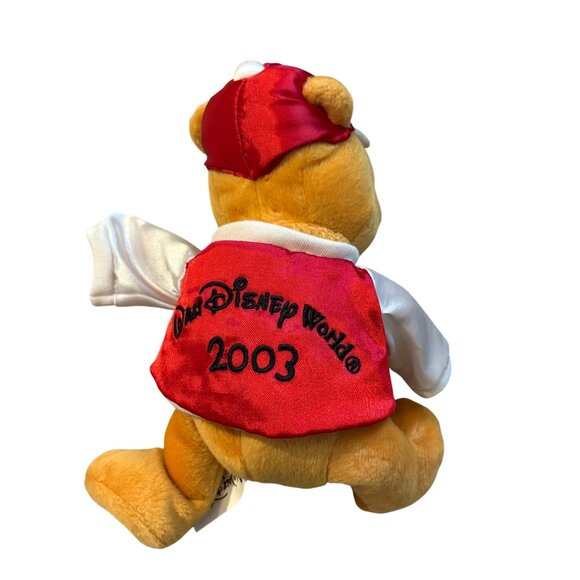 Walt Disney World 2003 Winnie The Pooh Baseball Plush Toy With Red Jacket & Hat - Picture 2 of 3
